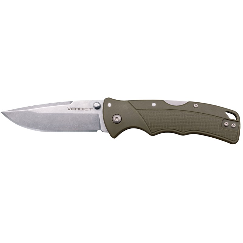 Cold Steel CSFLC3SPSSODGZ Verdict  EDC 3 Spear Point Plain Folding 4116 Krupp SS Blade ODG Textured GFN Handle