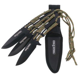 Cold Steel CSTH44KVD3PK Throwing Knives  Set of 3 4.40 Fixed Clip Point Plain Black Oxide 420 Stainless Steel Blade Paracord Wra