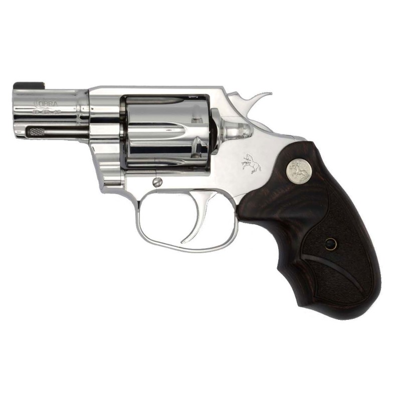 Colt Mfg COBRASS2BB Cobra Bright 38 Special P 6 Shot 2 Mirror Polished Stainless Steel Barrel Cylinder Mirror  Frame Black Hogue