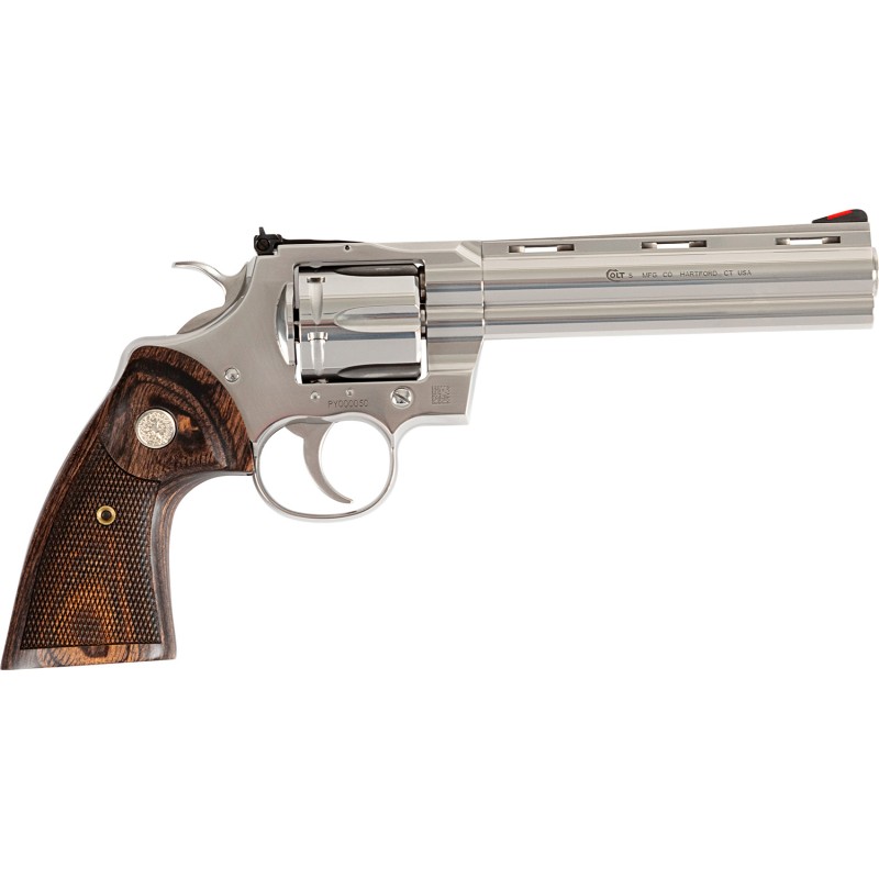 Colt Mfg PYTHONSP6WTS Python  38 Special357 Mag 6 Shot 6 Stainless Vent Recessed TargetVent Rib Barrel Cylinder  Frame Walnut wC