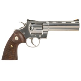 Colt Mfg PYTHONSP5WTS Python  357 Mag38 Special 6 Shot 5 Stainless Recessed TargetVent Rib Barrel Stainless Cylinder  Frame Waln