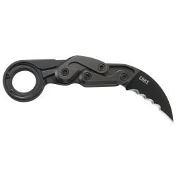 CRKT 4040V Provoke  2.41 Folding Hawkbill Veff Serrated Black TiCN D2 Steel Blade Black Aluminum Handle Includes Pocket Clip