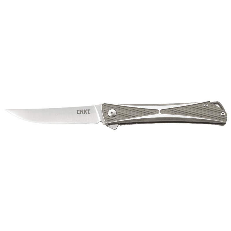 CRKT 7530 Crossbones  3.54 Folding Plain Satin AUS8A SS BladeGraySilver Aluminum Handle Includes Pocket Clip