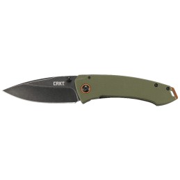 CRKT 2520 Tuna  3.22 Folding Plain Stonewashed 8Cr14MoV SS Blade BlackGreen G10SS Handle Includes Pocket Clip