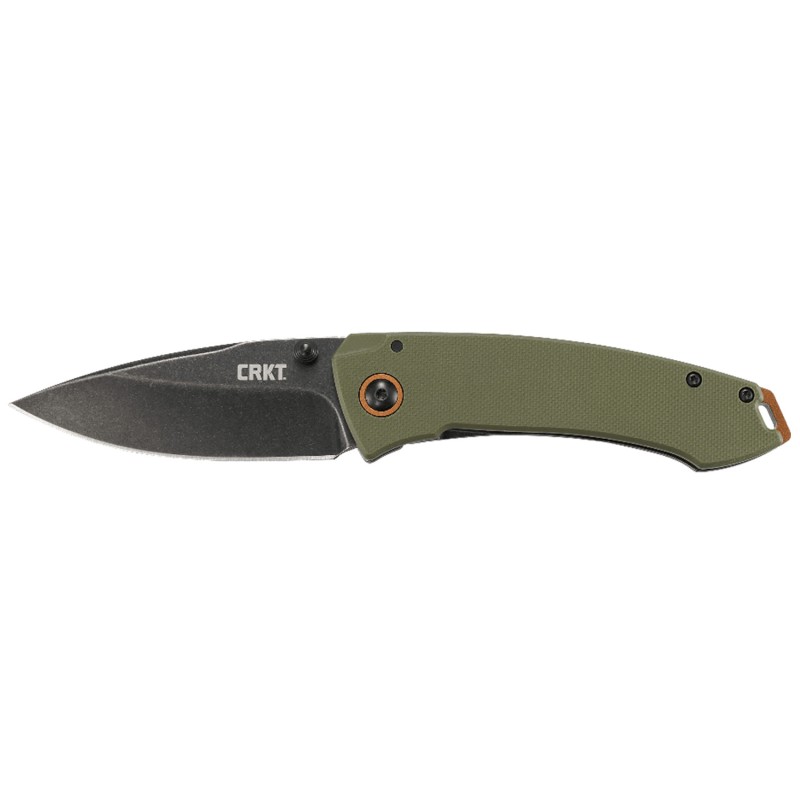 CRKT 2520 Tuna  3.22 Folding Plain Stonewashed 8Cr14MoV SS Blade BlackGreen G10SS Handle Includes Pocket Clip