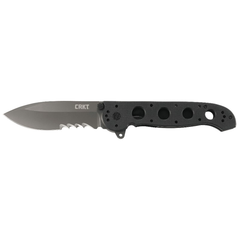 CRKT M2114G M21 14G 3.88 Folding Spear Point Veff Serrated Black TiN 4116 Stainless Steel BladeBlack G10 Handle Includes Pocket 