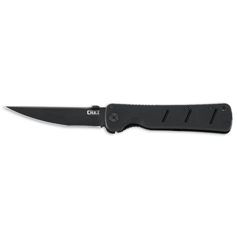 CRKT 2906 Otanashi noh Ken 4.52 Folding Clip Point Plain Black Matte BakedOn Anti Rust AUS8A SS Blade Black Textured G10SS Handl