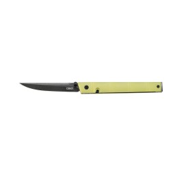 CRKT 7096YGK CEO  3.11 Flipper Plain Black Stonewashed 8Cr13MoV SS Blade Green Bamboo GRN Handle Includes Pocket Clip