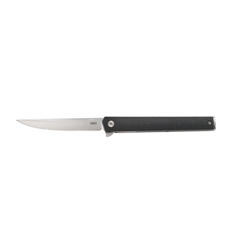 CRKT 7097 CEO  3.35 Folding Plain Satin AUS8A SS Blade Black GRN Handle Includes Pocket Clip