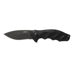 CRKT K221KKP Foresight Assisted 3.53 Folding Modified Drop Point Plain Black Stonewashed 4116 Stainless Steel Blade Black Contou