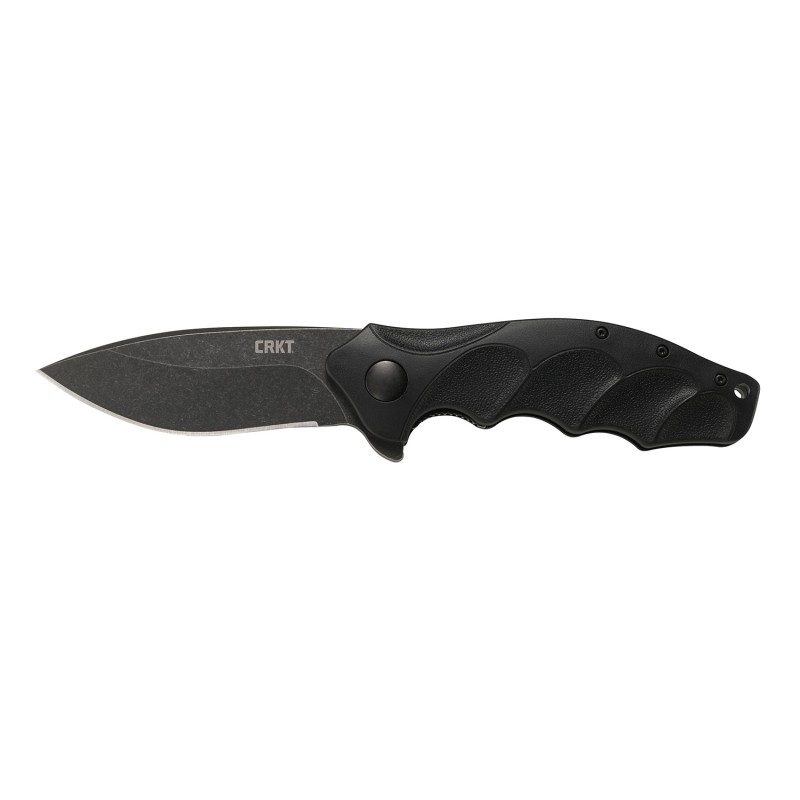 CRKT K221KKP Foresight Assisted 3.53 Folding Modified Drop Point Plain Black Stonewashed 4116 Stainless Steel Blade Black Contou