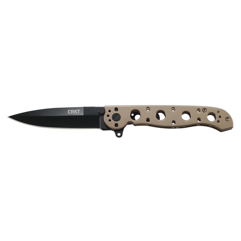 CRKT M1603BK M16 03BK 3.55 Flipper Spear Point Plain Black Oxide 12C27 Sandvik Blade Bronze 2Cr13 Stainless Handle Includes Pock