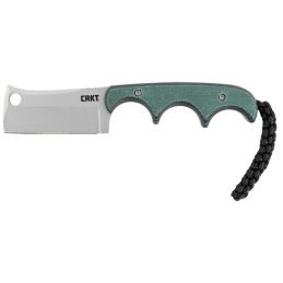 CRKT 2383 Minimalist  2.13 Fixed Cleaver Plain Bead Blasted 5Cr15MoV SS Blade Green Contoured Resin Infused Fiber Handle Include