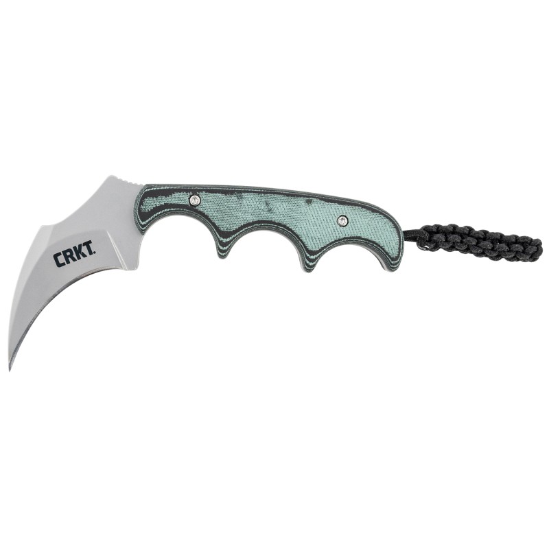 CRKT 2389 Keramin  2.31 Fixed Plain Bead Blasted 5Cr15MoV SS Blade Green Contoured Resin Infused Fiber Handle Includes LanyardSh