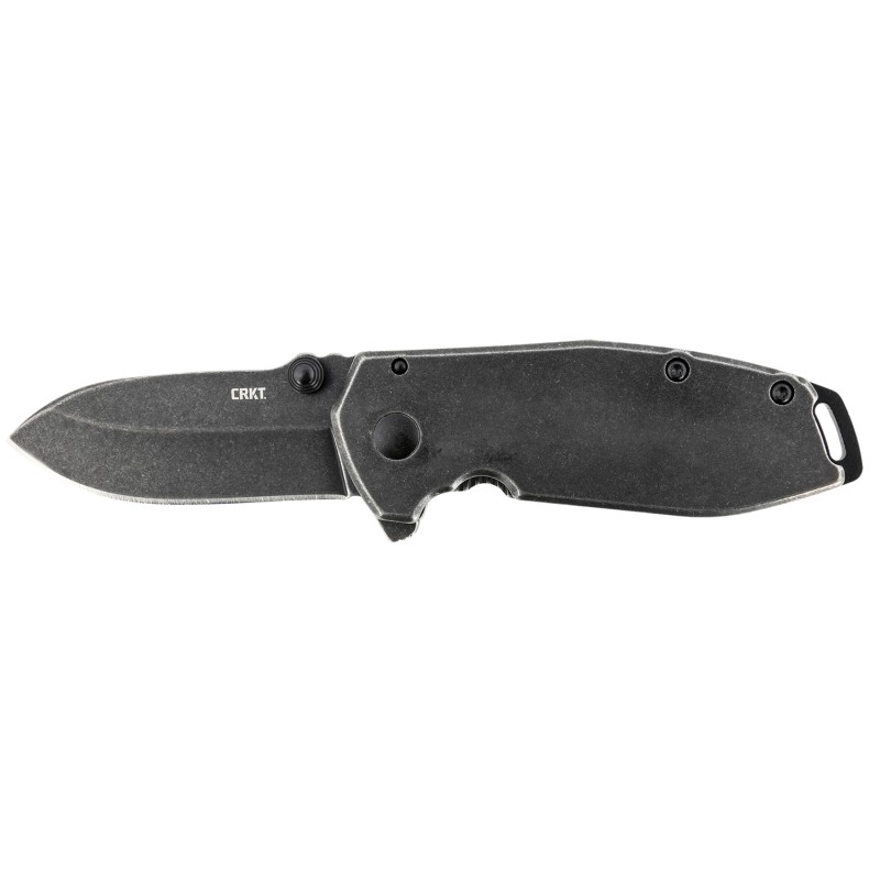 CRKT 2493 SQUID Assisted 2.37 Folding Drop Point Plain Black Stonewashed 8Cr14MoV SS BladeBlack Stonewashed Stainless Steel Hand