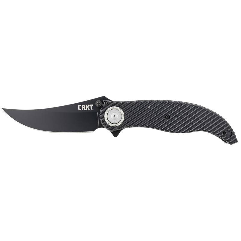 CRKT 2640 Clever Girl  4.10 Folding Plain Black Powder Coated D2 Steel Blade Black G10 Handle Includes Pocket Clip