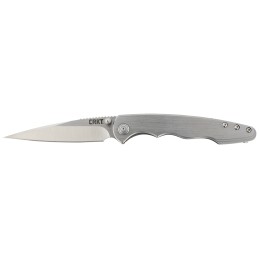 CRKT 7016 Flat Out  3.57 Folding Spear Point Plain Satin 8Cr13MoV SS Blade Bead Blasted Stainless Steel Handle Includes Pocket C