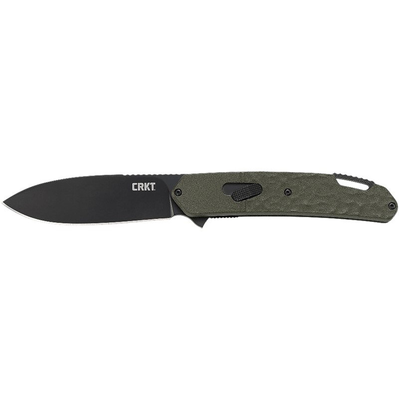 CRKT K542GKP Bona Fide  3.52 Folding Modified Drop Point Plain Black PVD 4116 Stainless Steel BladeOD Green Aluminum Handle Incl