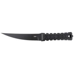 CRKT 2927 HZ6  6.50 Fixed Plain Black Matte BakedOn Anti Rust SK5 Steel BladeBlack wCarved Xs G10 Handle Includes Sheath