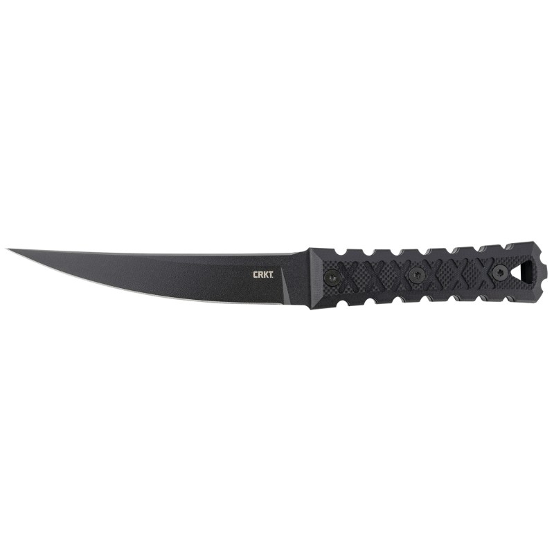 CRKT 2927 HZ6  6.50 Fixed Plain Black Matte BakedOn Anti Rust SK5 Steel BladeBlack wCarved Xs G10 Handle Includes Sheath