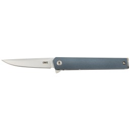 CRKT 7095 CEO  Compact 2.61 Folding Plain Satin 4116 SS Blade Blue GRN Handle Includes Pocket Clip