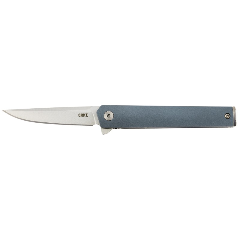 CRKT 7095 CEO  Compact 2.61 Folding Plain Satin 4116 SS Blade Blue GRN Handle Includes Pocket Clip