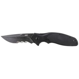 CRKT K800KKP Shenanigan  3.35 Folding Drop Point Veff Serrated Black Stonewashed 4116 Stainless Steel Blade Black GRN Handle Inc