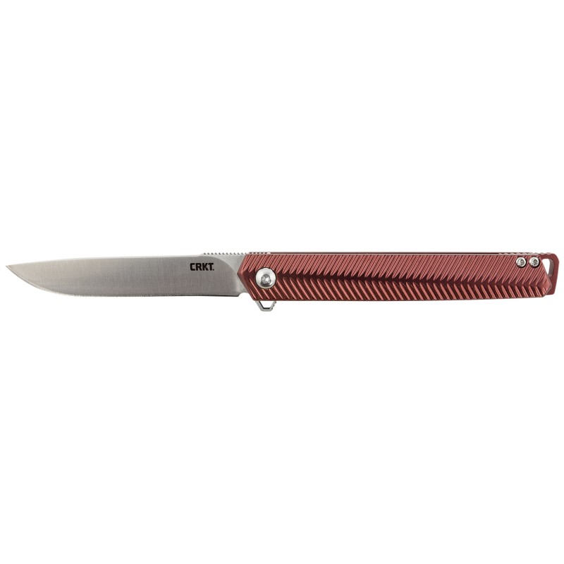 CRKT K820BXP Stylus  3.18 Folding Drop Point Plain Satin 12C27 Sandvik BladeMaroon Aluminum Handle Includes Pocket Clip