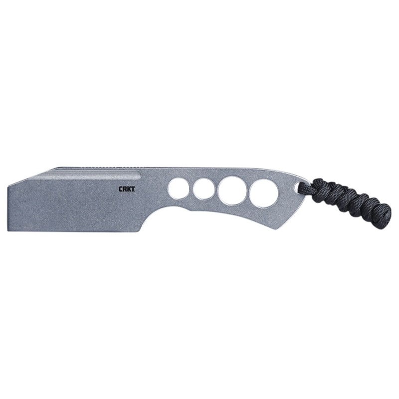 CRKT 2130 Razel Chisel 2 Fixed Plain Stonewashed 8Cr13MoV SS BladeSilver Skeletonized Stainless Steel Handle Includes Cord FobSh