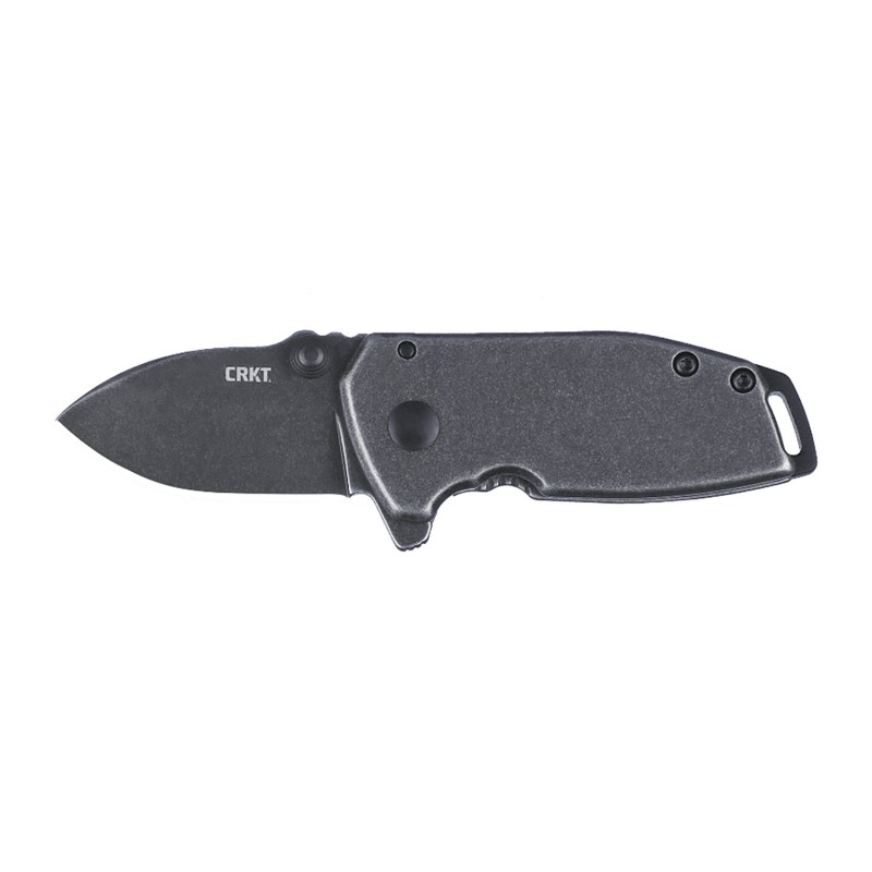 CRKT 2485K SQUID 405 Compact Folding Plain Stonewashed 8Cr13MoV SS Blade Stainless Steel Handle Includes Pocket Clip