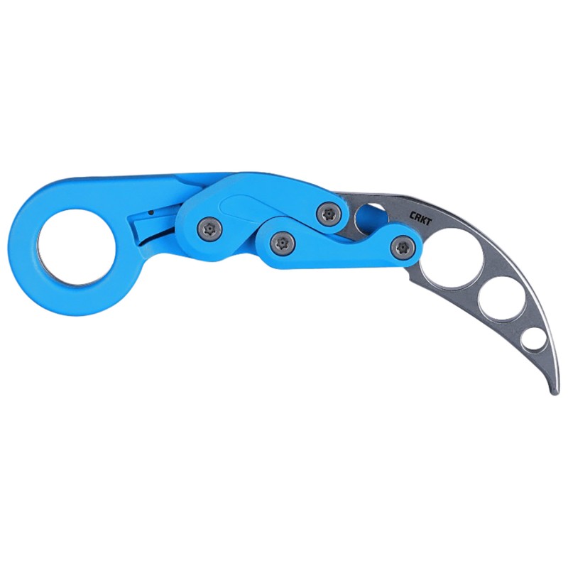 CRKT 4041T Provoke Trainer 2.48 Folding Karambit Plain Stonewashed 420J2 SS Blade Blue Polypropylene Handle Includes Pocket Clip