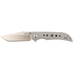 CRKT 6135 Oxcart  3.05 Folding Plain Satin AUS8A SS BladeBrushed Stainless Steel Handle Includes Pocket Clip