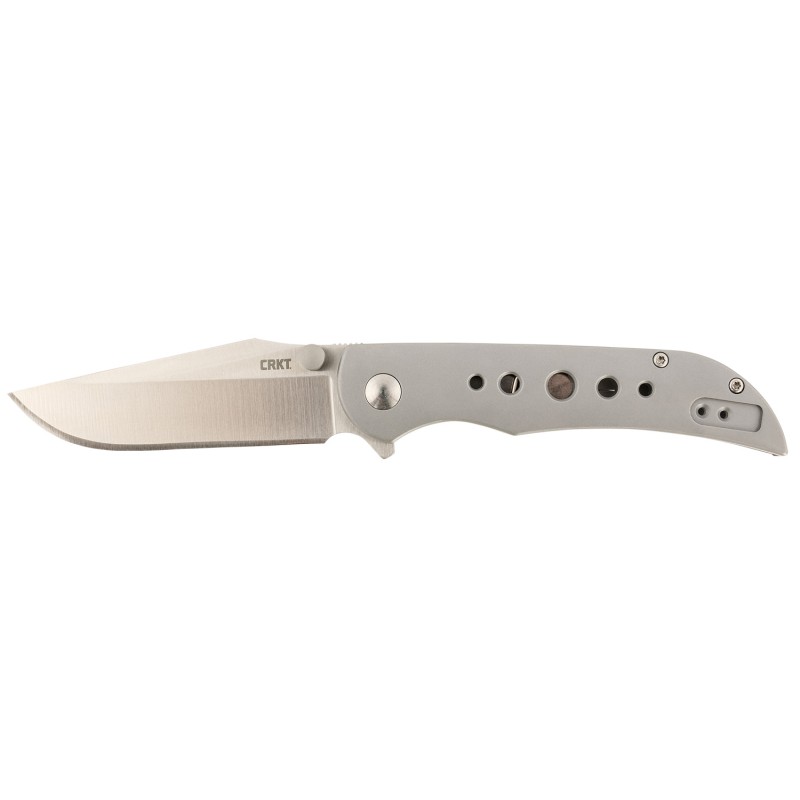 CRKT 6135 Oxcart  3.05 Folding Plain Satin AUS8A SS BladeBrushed Stainless Steel Handle Includes Pocket Clip