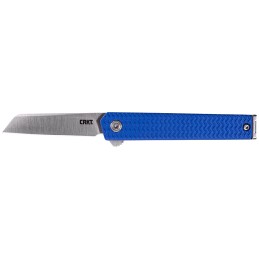 CRKT 7083 CEO  Micro 2.21 Flipper Sheepsfoot Plain Satin 12C27 Sandvik Blade Blue Textured wSilver Liner  Accents Aluminum Handl