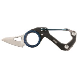 CRKT 9083 Compano  1.44 Folding Sheepsfoot Plain Satin 8Cr13MoV SS BladeBlack Stonewashed wBlue Accents Stainless Steel Handle