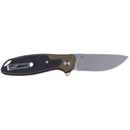 CRKT K360GXP Jake  3.32 Drop Point Plain Bead Blasted 12C27 Sandvik Blade BlackBrown AluminumG10 Handle Includes Pocket Clip