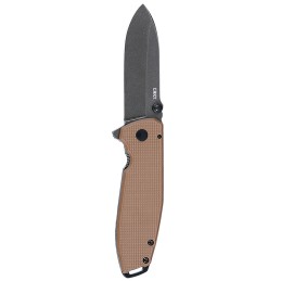 CRKT 2495B SQUID XM 2.95 Folding Drop Point Plain Stonewashed D2 Steel Blade Brown Textured G10SS Handle