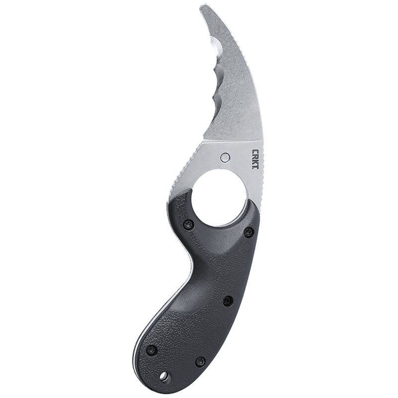 CRKT 2511 Bear Claw  2.39 Fixed Hawkbill Veff Serrated Stonewashed AUS8A SS Blade Black Textured GRN Handle