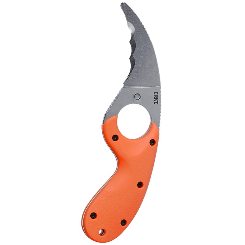 CRKT 2511ER Bear Claw  2.39 Fixed Hawkbill Veff Serrated Stonewashed AUS8A SS Blade Blaze Orange Textured GRN Handle