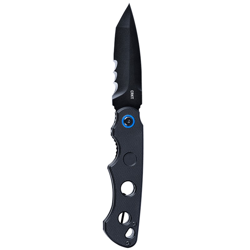 CRKT 2606 A.B.C.  3.39 Folding Tanto Veff Serrated Black Oxide 12C27 Sandvik Blade Black Textured G10 Handle