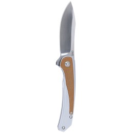 CRKT 6070 Padawan  3.01 Folding Wharncliffe Plain Brushed Satin 14C28N Steel Blade SS wG10 Coyote Tan Overlays Handle