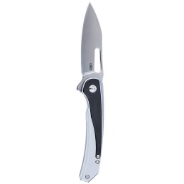 CRKT 6075 Padawan  3.01 Folding Wharncliffe Plain Brushed Satin 14C28N Steel Blade SS wG10 Black Overlays Handle