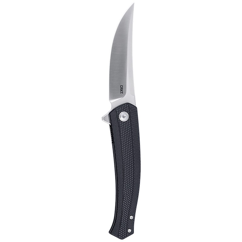 CRKT 7060 Persian  EDC 3.44 Folding Trailing Point Plain Satin D2 Steel Blade Black Textured GRN Handle