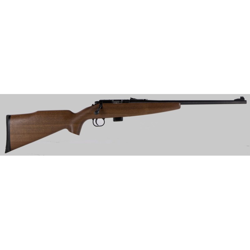 Crickett KSA20411 Model 722 Sporter Compact Youth 22 LR 71 16.25 Blued Barrel  Receiver Fixed FrontAdjustable Rear Sights Walnut