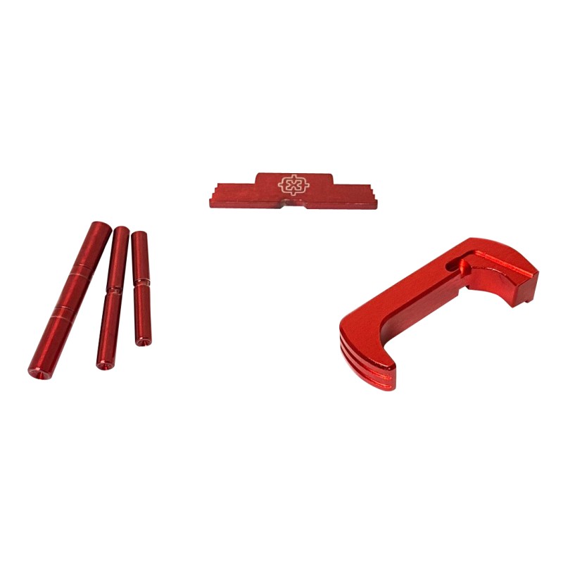 Cross Armory CRG5OKRD 3 Piece Kit  Extended Compatible w Glock 26 Gen5 Compatible wGlock 17192634 Gen5 Red Anodized SteelAluminu