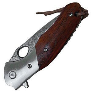 Linerlock Damascus Wood