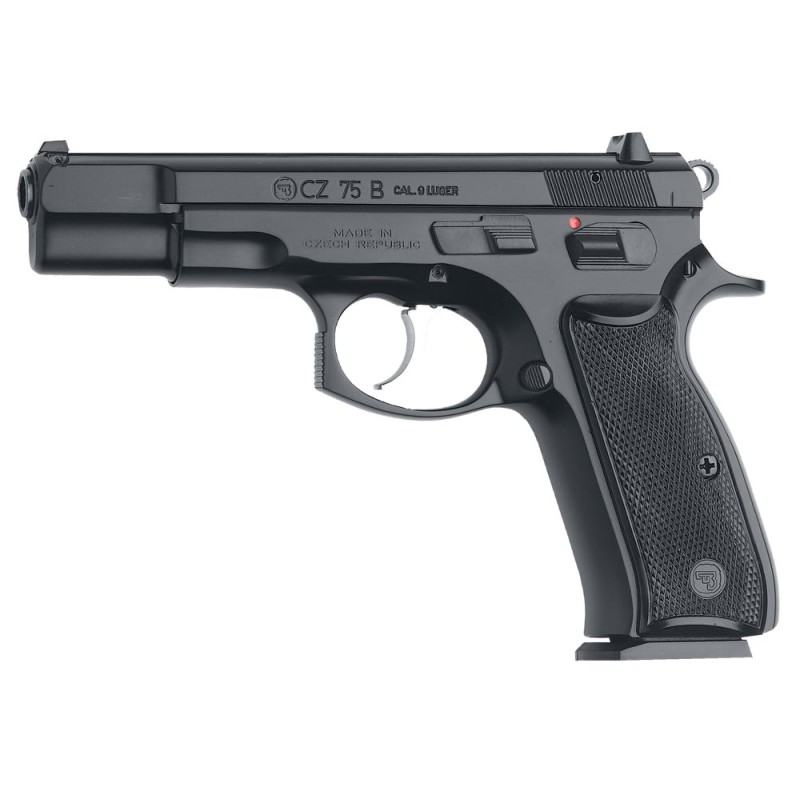 CZUSA 91102 CZ 75 B  9mm Luger 161 4.60 Steel Barrel Black Serrated Steel Slide Black Polycoat Steel Frame wBeavertail Black Pla