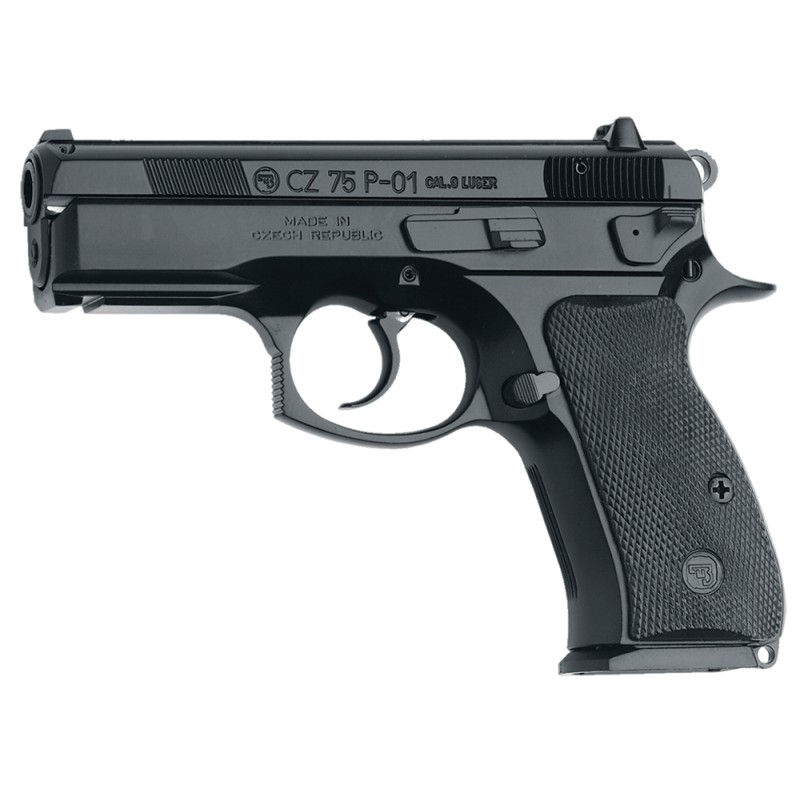 CZUSA 01199 P01 CA Compliant Compact Frame 9mm Luger 101 3.75 Blued Steel Barrel Black Serrated Steel Slide Black Polycoat Alumi