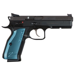 CZUSA 91257 Shadow 2  SADA 9mm Luger 4.89 171 Overall Black Nitride Finish with Inside Railed  Steel Slide Blue Aluminum Grip No