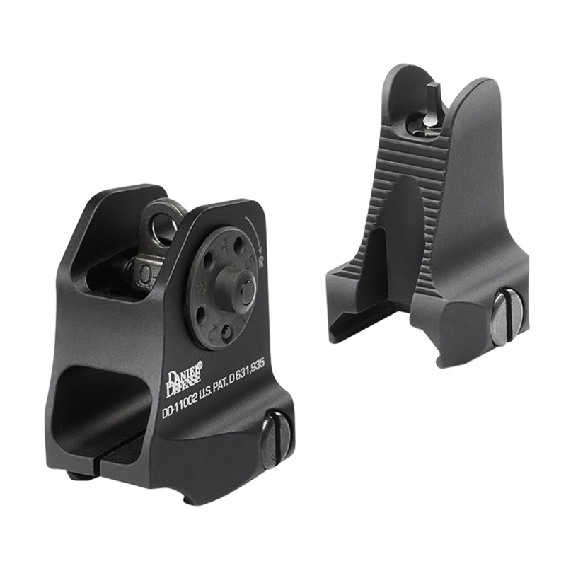 Daniel Defense 1908809116 AR15 Iron Sight Set  Black Hardcoat Anodized Fixed Front  Rear Sight